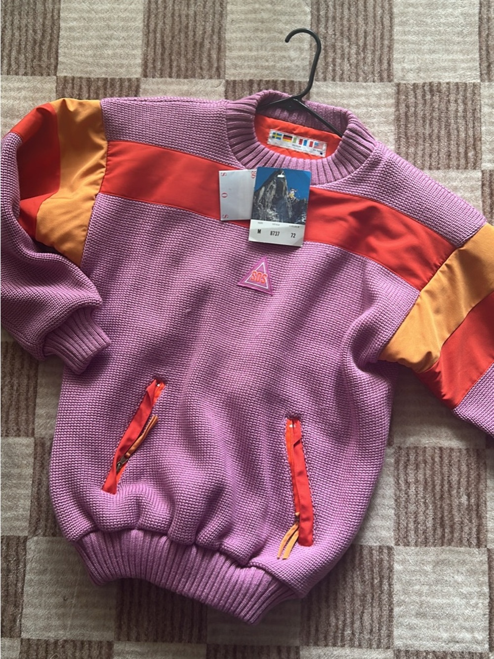 Vintage 80s SOS ski sweater new with tags